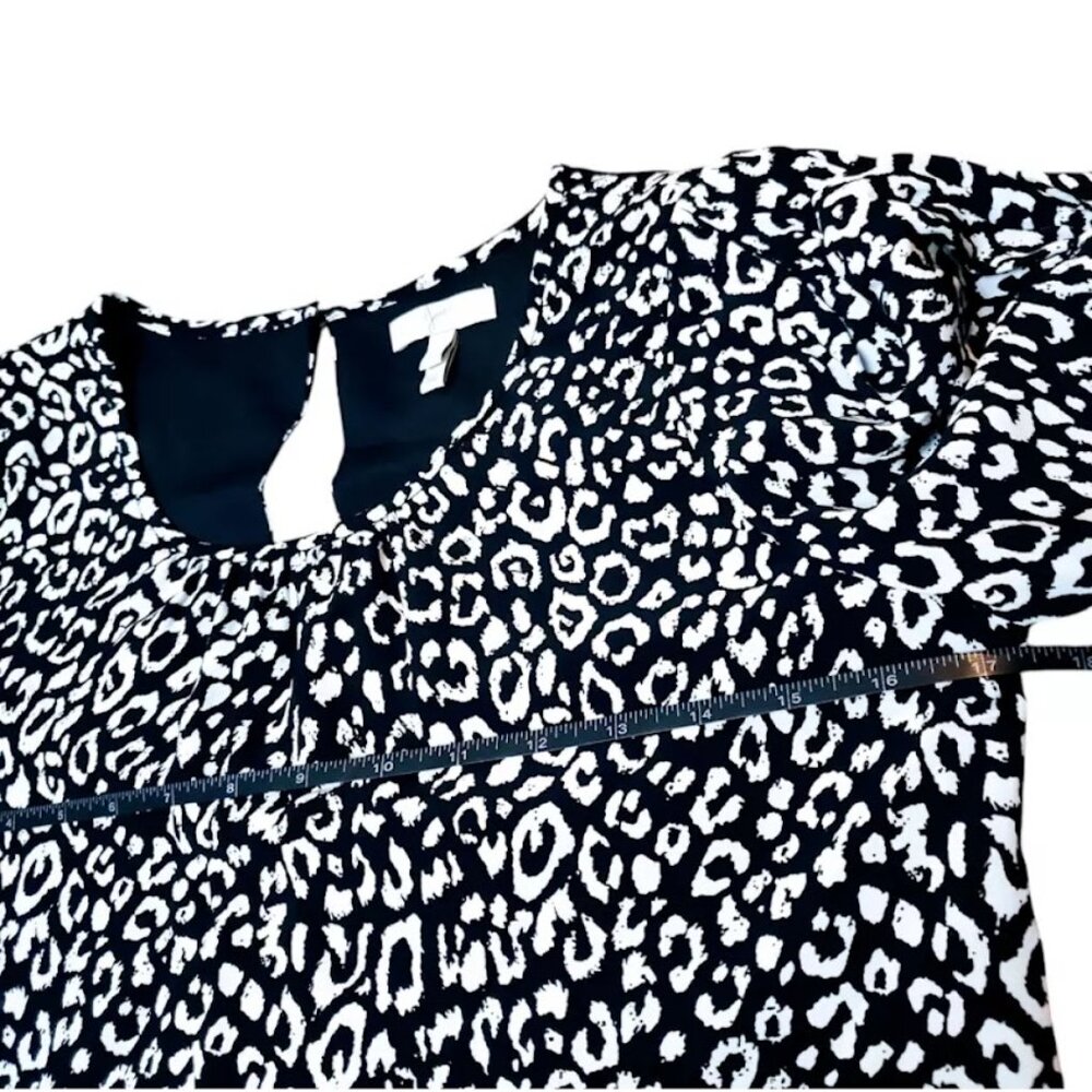 JOIE Angeni Dress, Black White Leopard Cheetah Print Puff Sleeve Casual Boho, S - Picture 13 of 16